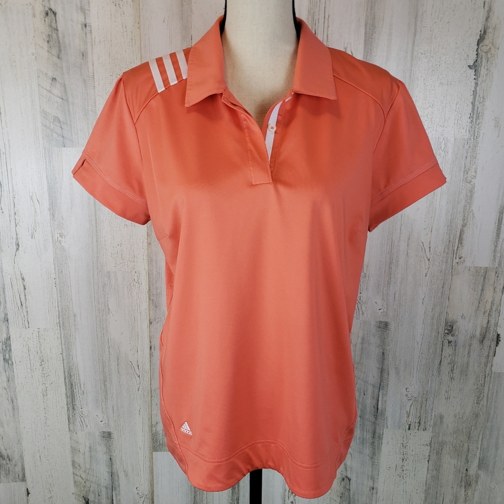 Adidas Women's Short Sleeve Coral Polo Size Large